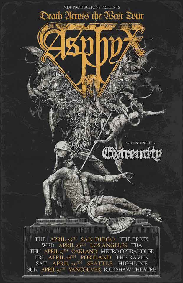 Asphyx Death Across the West tour flyer