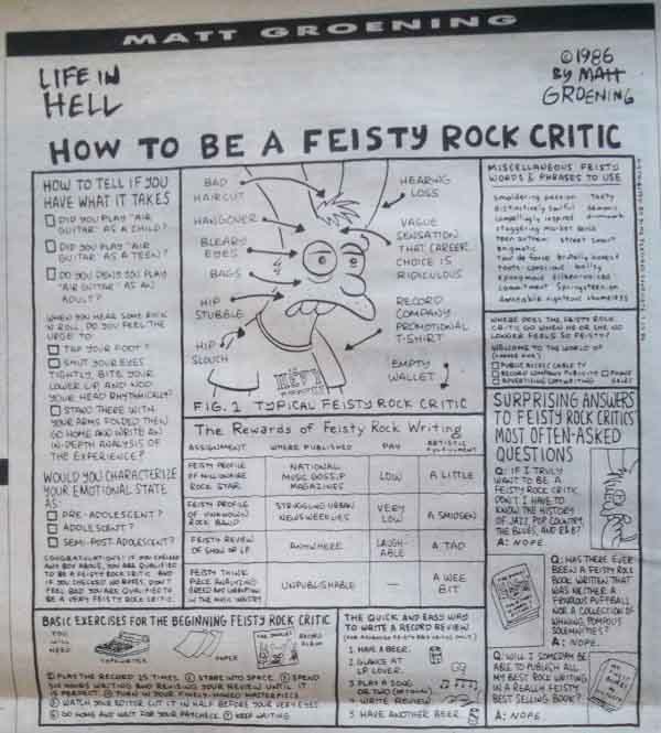 "How to be a feisty rock critic" - Matt Groening (1986)
