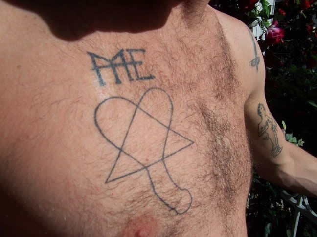 The "HIM" logo, allegedly tattoo'ed on Steve-O
