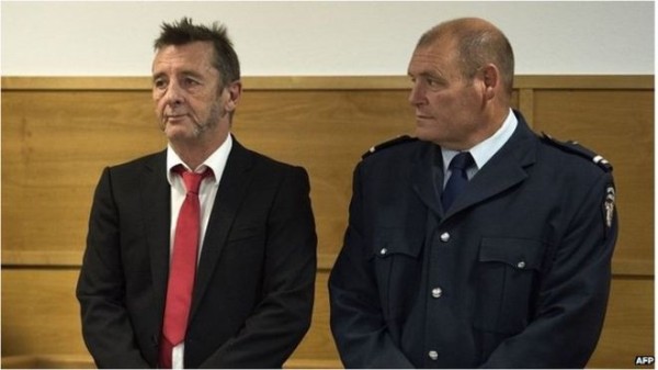 AC/DC drummer Phill Rudd at trial. Photo (c) BBC