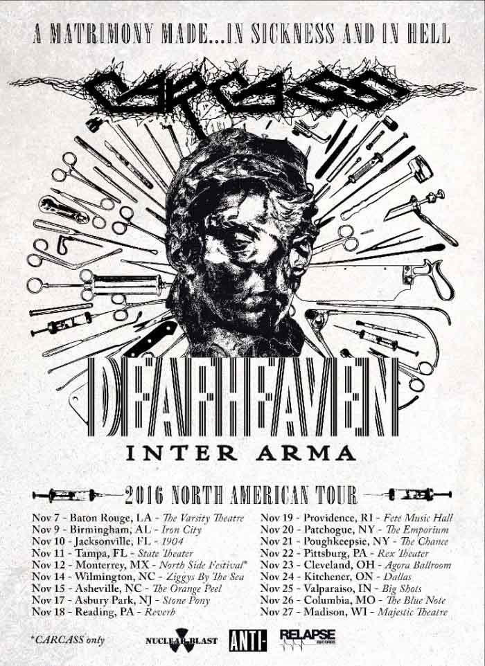 carcass deafheaven noember 2016 tour