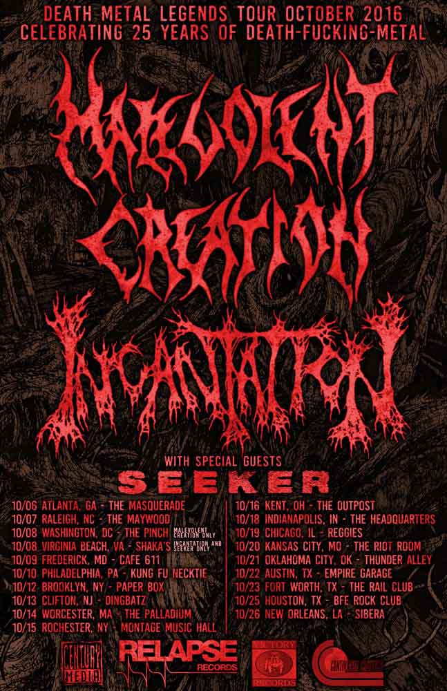 incantation malevolent creation october 2016 tour